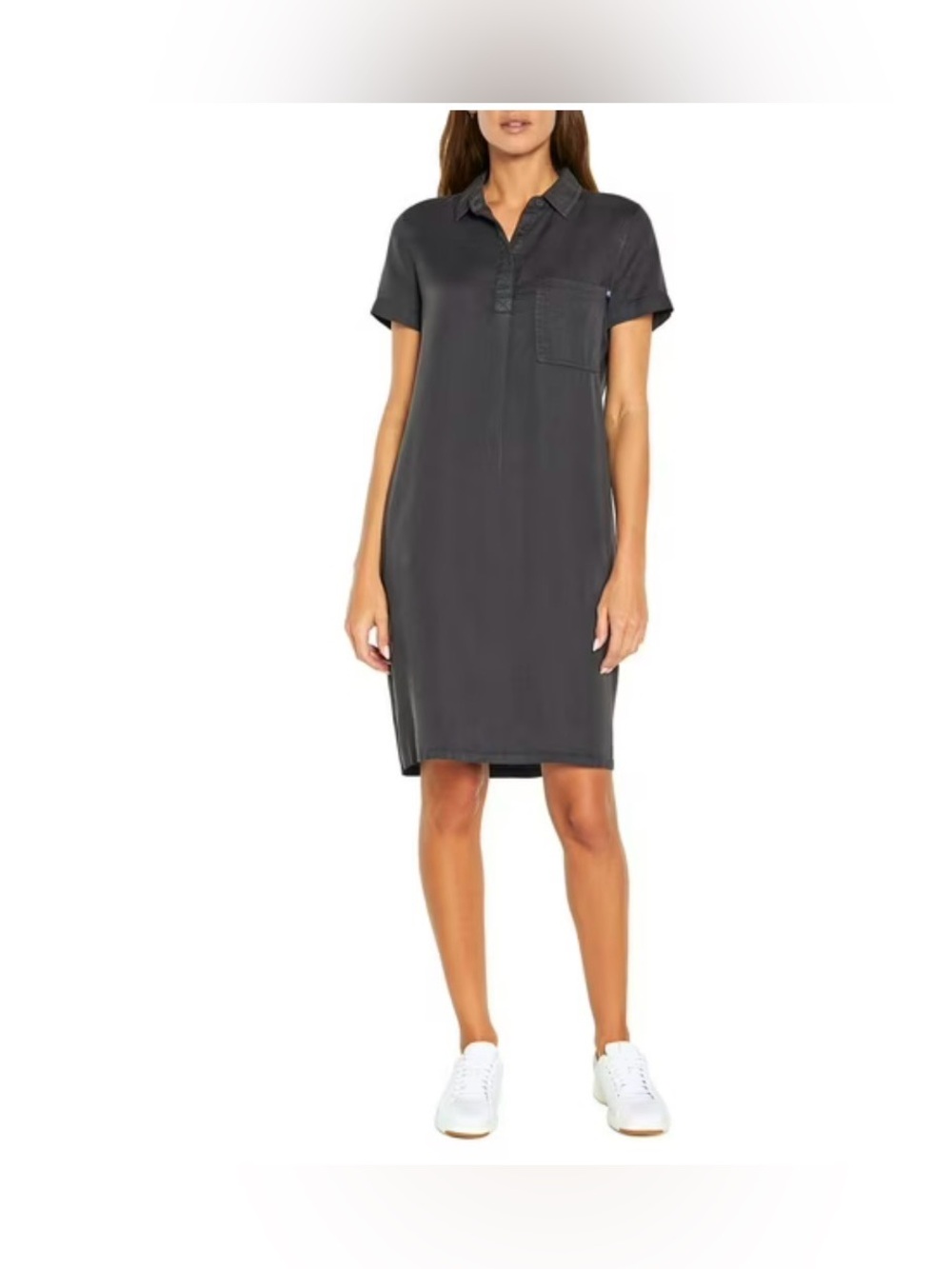 GAP Gray Cotton Tencel Short Sleeve Shift Dress Size LP